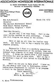 Letter from Mario Montessori to Kathleen H. Futrell Letter from Mario Montessori to Kathleen H. Futrell